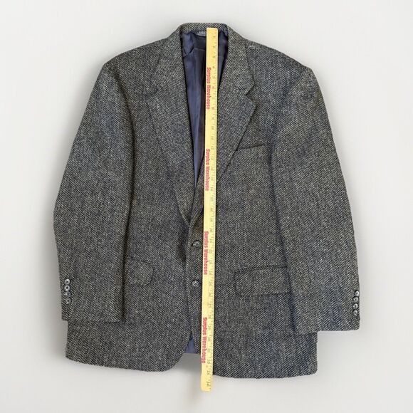 VTG LANDS END Authentic Men’s Harris Tweed Wool Sport Coat 44R Houndstooth Lined - Picture 5 of 14